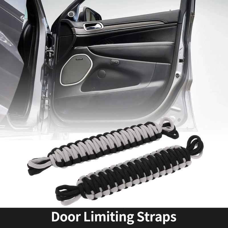 Jeep Wrangler TJ JK JKU (2007-2018) Black Gray 2 x Door Limiting Straps