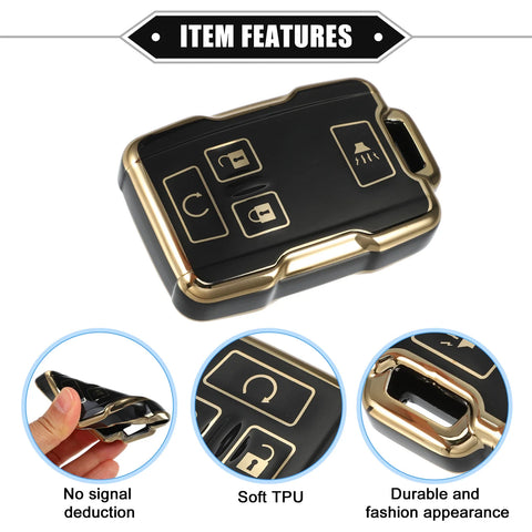 Chevy Suburban & GMC TPU Black 4 x Button Remote Keyless Key Fob Cover