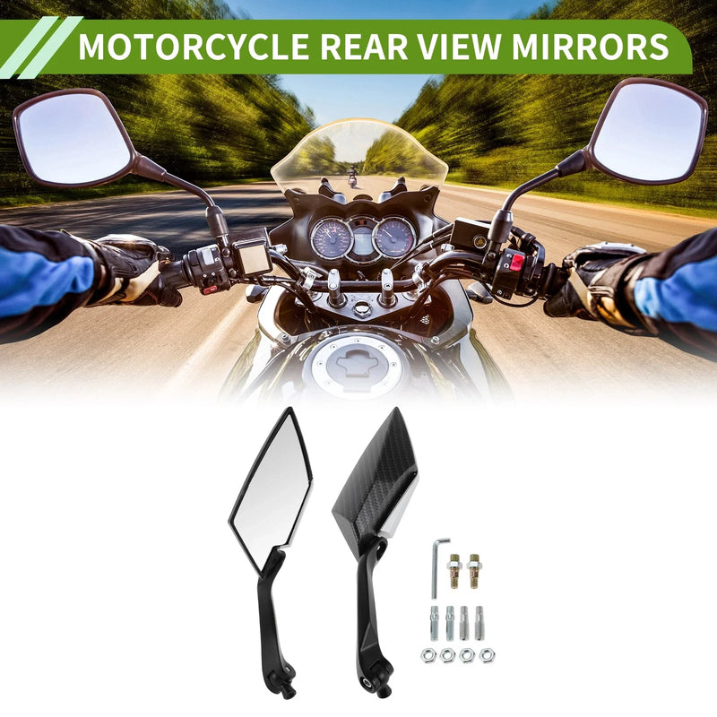 M8 / M10 Rear View Mirror Prismatic Carbon Fiber Pattern Black