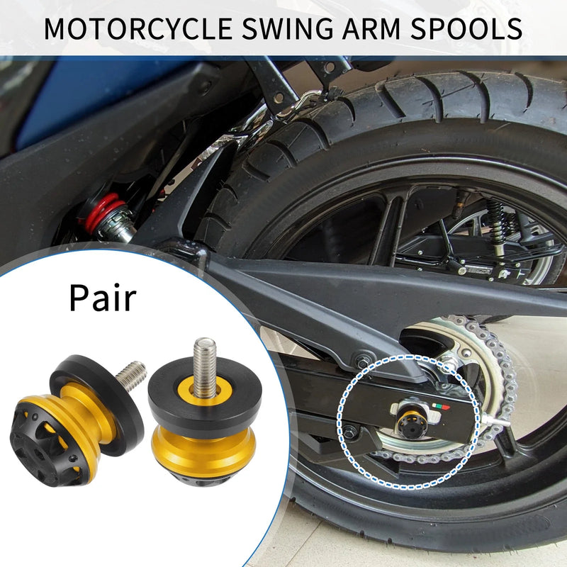Motorbike 2 x Swingarm Spool 8mm CNC Swing Arm Sliders Stand Gold Tone