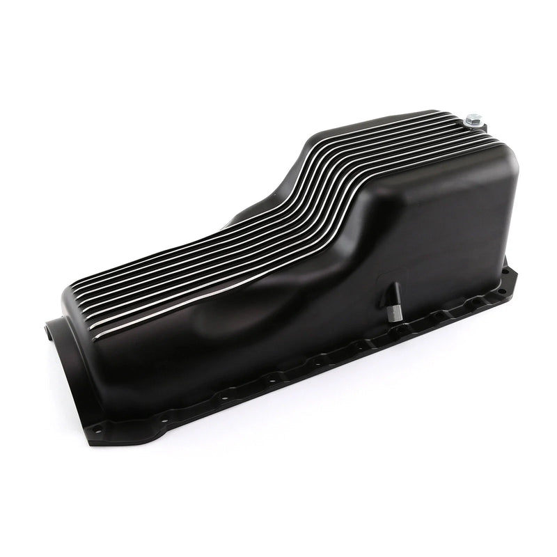 Chevy BBC 454 Black Finned Aluminum Oil Pan (1965-1990)