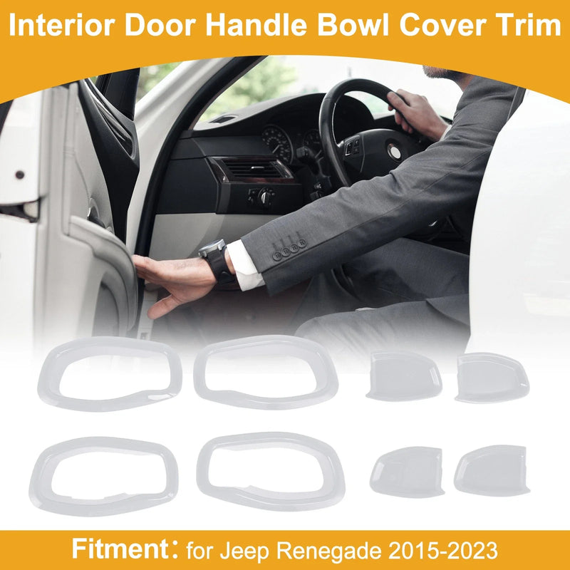 Jeep Renegade (2015-2023) 4 x White ABS Interior Door Handle Bowl Cover Trim