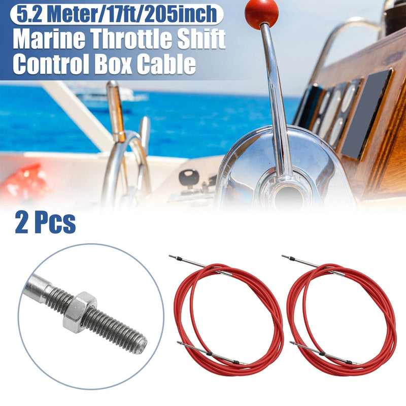 Make Model 2 x 17ft Marine Throttle Shift Remote Control Box Cable