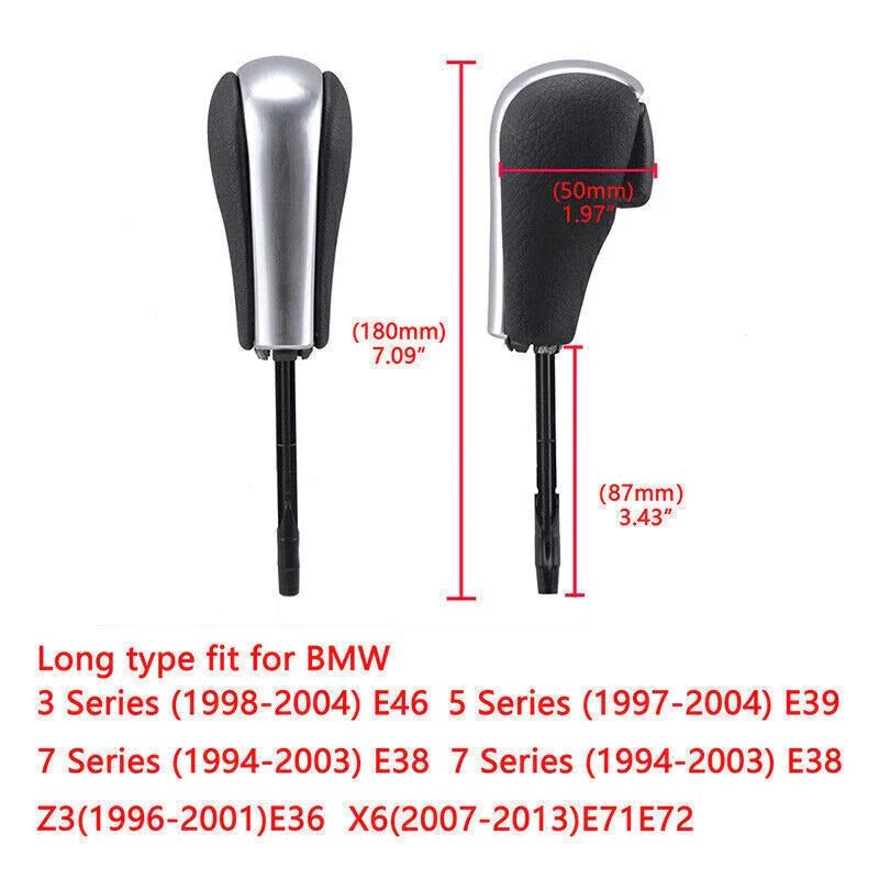 BMW E36 E39 E46 E60 E70 Leather Silver Automatic Gear Shift Knob (2000-2010)