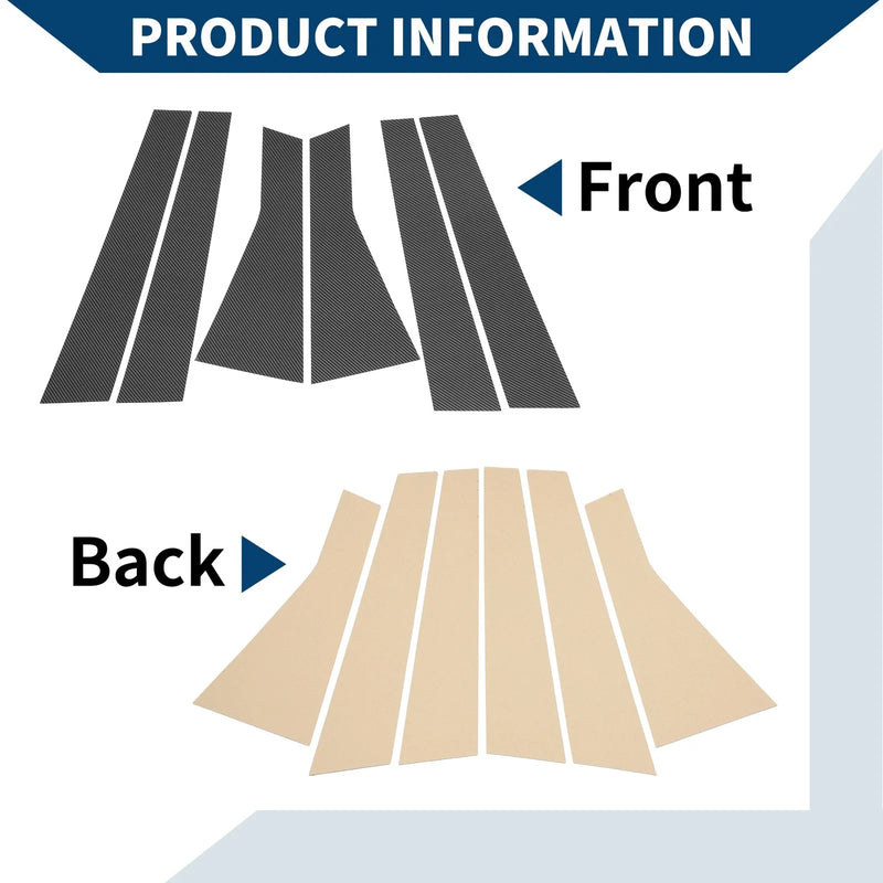 Jeep Cherokee (2014-2020) Carbon Fiber Black 6 Pcs Door Pillar Window Trim