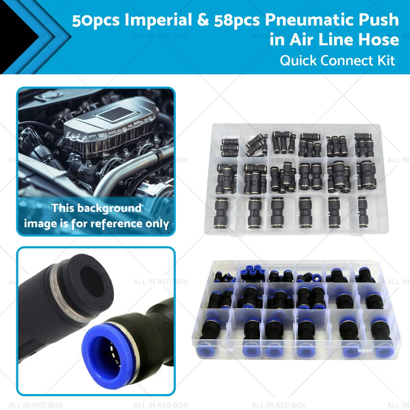 50pcs Quick Connect Pneumatic Push-in Air Line Hose Joiners