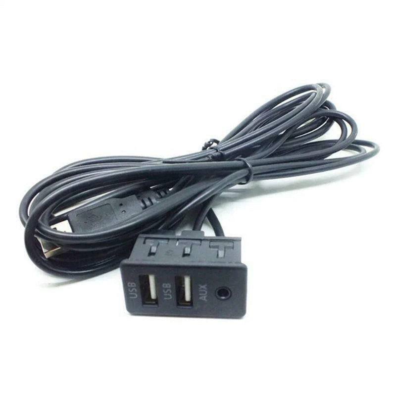 Car Dash Mount AUX Extension Cable 1.5M Dual USB Port Panel Adapter