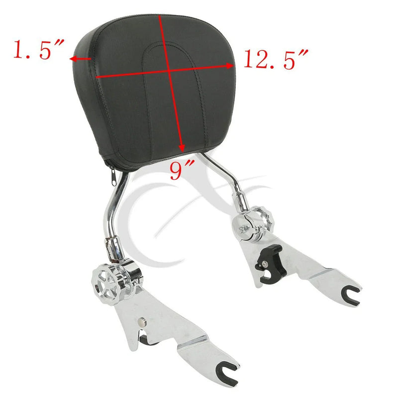 Harley Street Glide Chrome/Black Adjustable Backrest Sissy Bar (2009-2025)