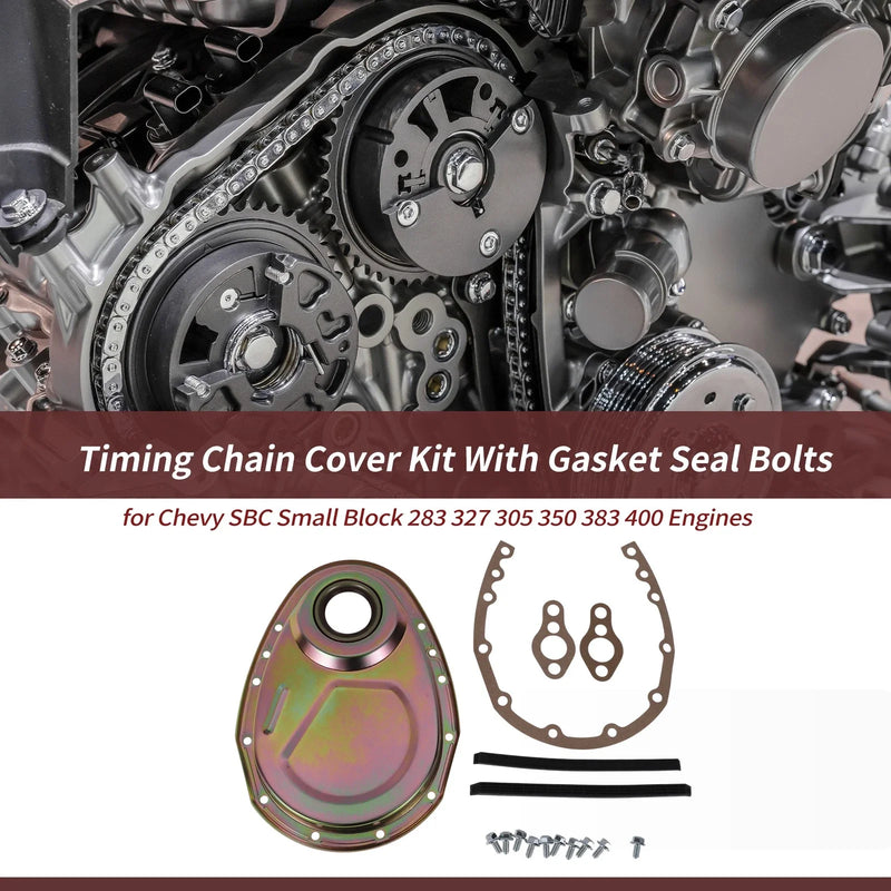 Chevy SBC Small Block 283 Timing Chain Cover Kit With Gasket Seal Bolts