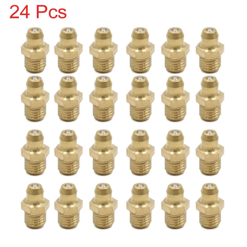 Motorcycle Car 24pcs M8 x 1 Thread Brass Straight Grease Nipple Fitting