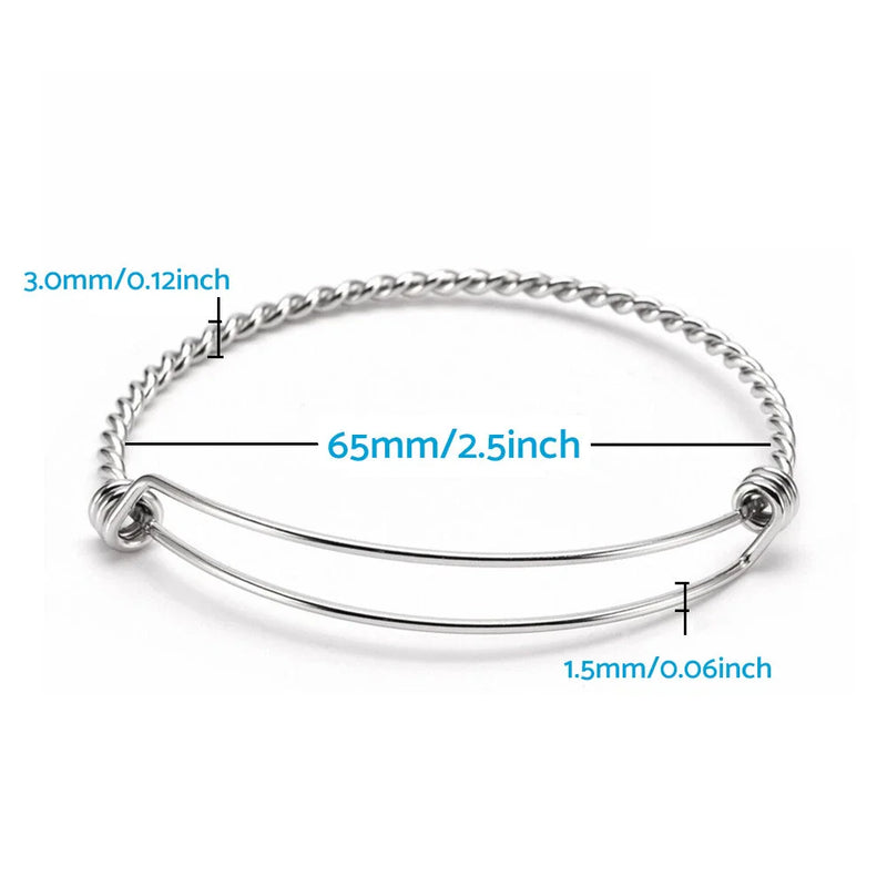 Jewelry Making 10 x Stainless Steel Adjustable 2.5" Bangle Bracelets