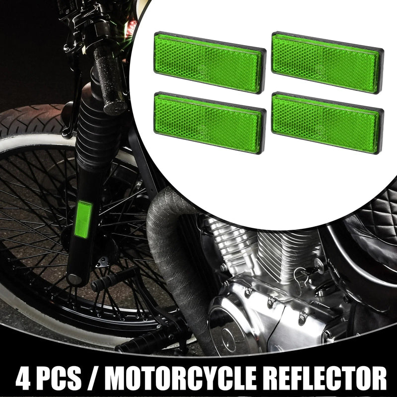 Motorbike Bike Reflector Green 4 x Universal Reflector Rectangle
