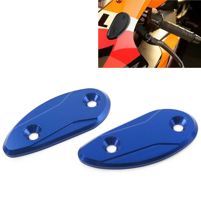 Honda CBR1000RR Blue Rearview Mirror Block Off Base Plates (08-17)