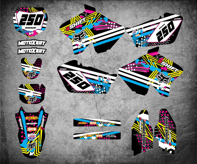 Suzuki RM 250 (2001-2016) PINNED STYLE Stickers Custom Graphics Full Kit