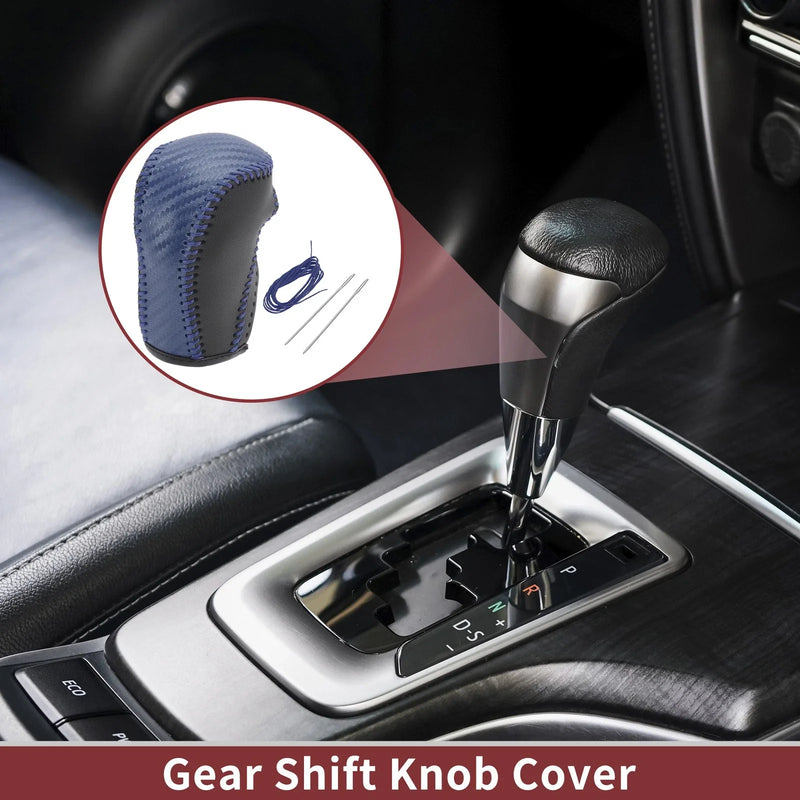 Mazda CX-5 (2013-2014) Black Blue Faux Leather Car Gear Shift Knob Cover