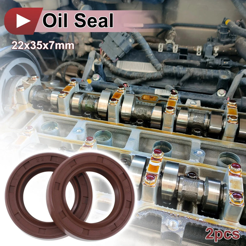 Oil Seal 22x35x7mm Brown 2 Pcs Seal Ring Rotary Shaft Seal FKM Rubber