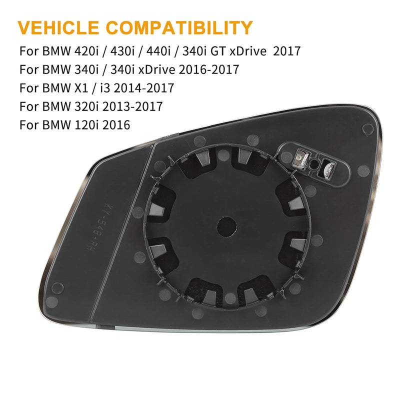 BMW 320i 340i 228i Mirror Glass Heated with Backing Plate Passenger Side RH