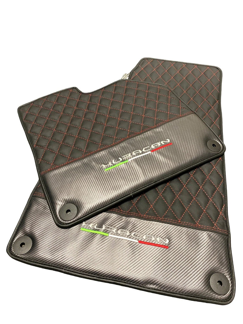 Lamborghini Huracan Coupe Real Leather with Emblem Floor Mats (2014-2023)