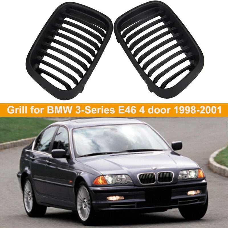 BMW E46 320i 323i 325i 328i 330i Matte Black Kidney Grille (1998-2001)