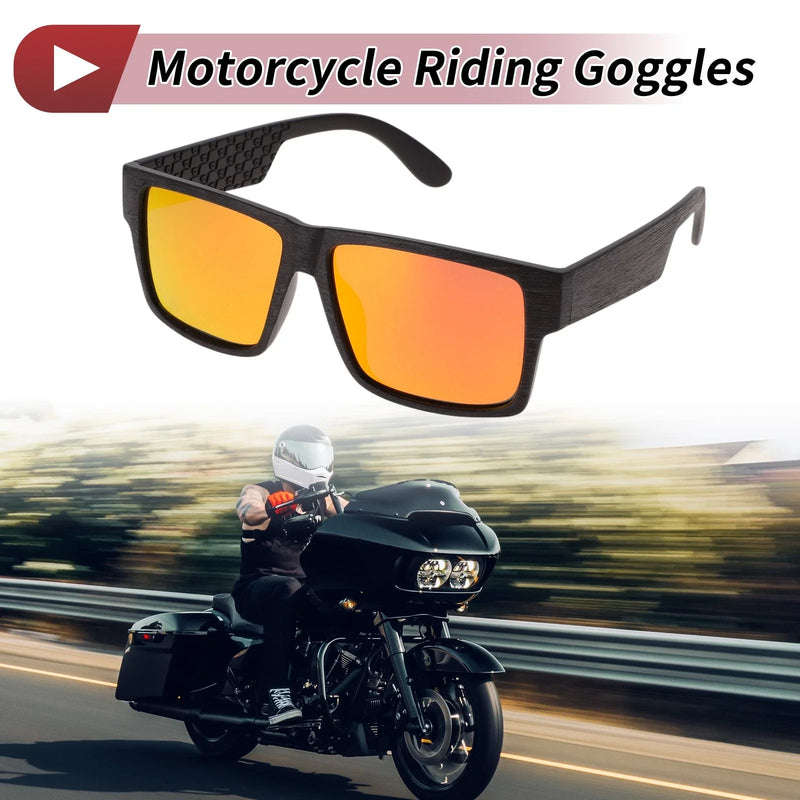 Motorcycle Riding Goggles Red Lens Black Frame Tri-acetel Cellulose PC UV400