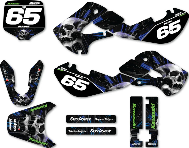 Kawasaki KX 65 Custom Skull Decal Kit (2000-2026)