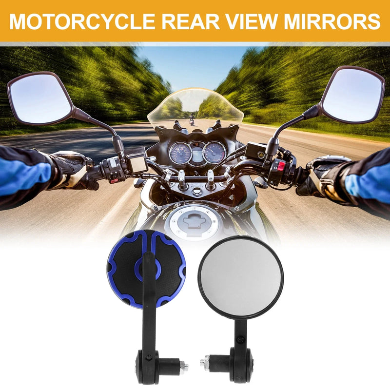 M8 Rear View Mirrors Handlebar Mirrors Black Blue Aluminum Plastic