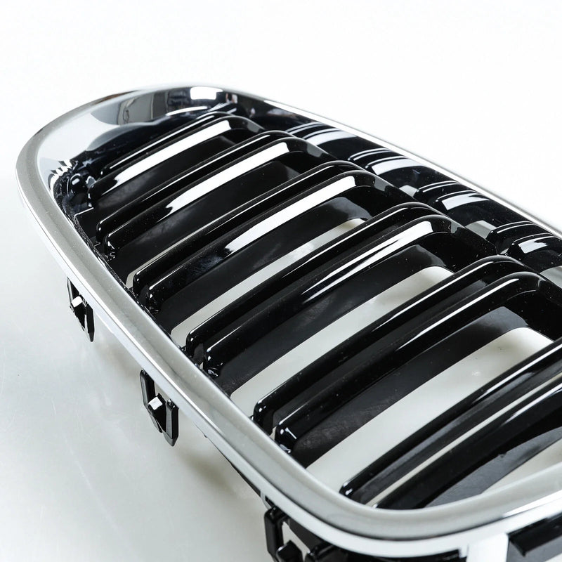 BMW F10 5 Series Double Rib Chrome & Black Front Kidney Grille (2011-2017)