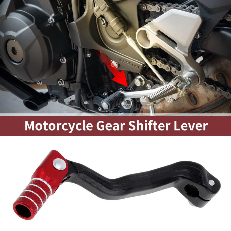 Bosuer M4 Black Red Silver Tone Folding Motorcycle Gear Shift Lever