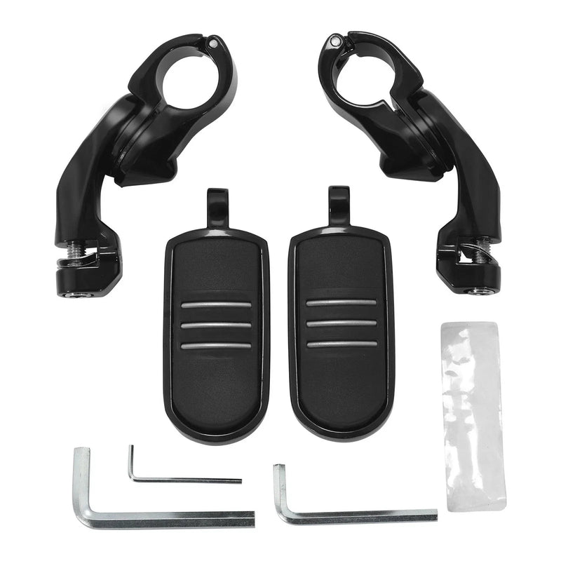 Harley Touring 1.25" Black Short Angled Footpegs