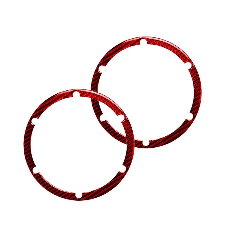 Nissan 350Z Red Carbon Fiber Rear Audio Speaker Ring Covers (2003-2009)