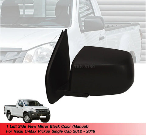 Isuzu Dmax Single Cab LH Manual Side View Mirror Black (2012-2019)