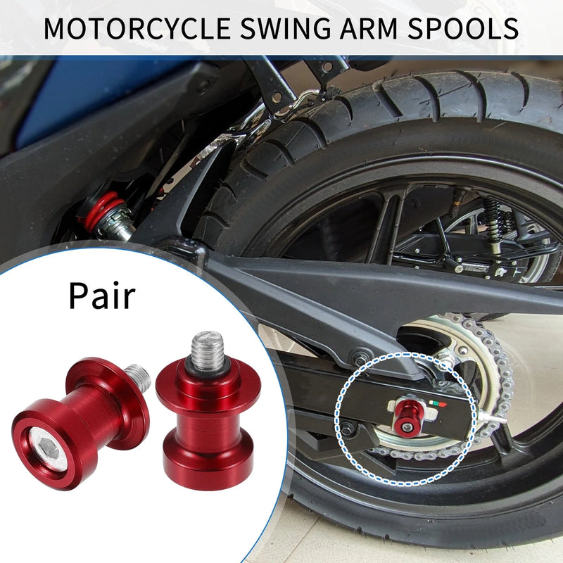 Motorcycle 1 Pair Swingarm Spools 8mm CNC Swing Arm Sliders Stand Red