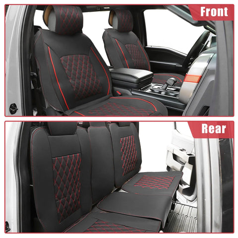Dodge Ram 1500 (2009-2023) Black Red 5 Pcs Seat Covers Pad
