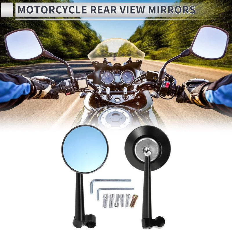 Motorcycles Silver Tone Aluminum Alloy 2 x M8/M10 Rear View Mirrors