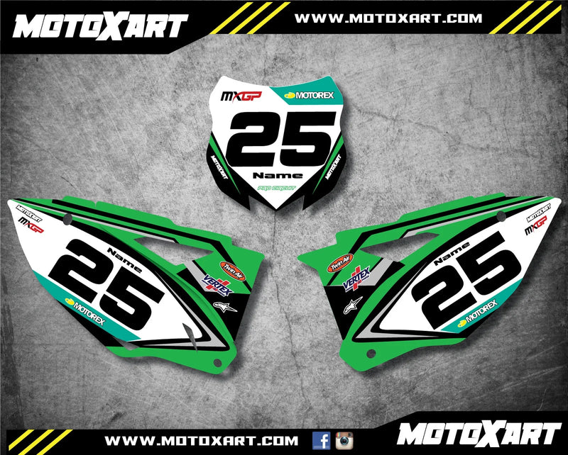 Kawasaki KXF450 RIDER Style Custom Number Plates Stickers (2012-2015)