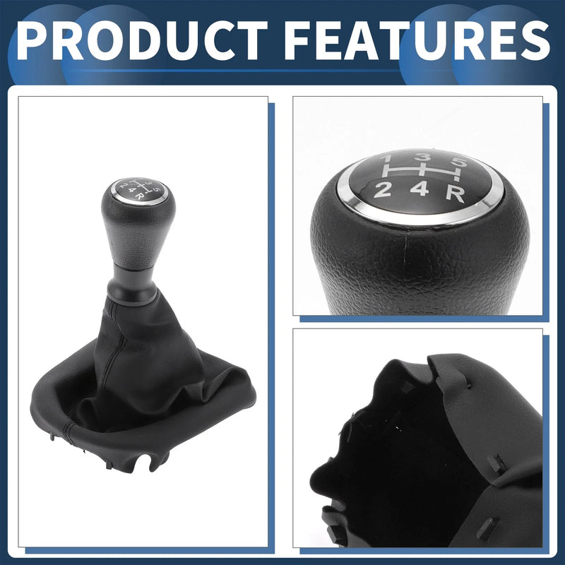 Peugeot 206 (2005-2008) Black Faux Leather 5 Speed Gear Shifter Knob & Cover