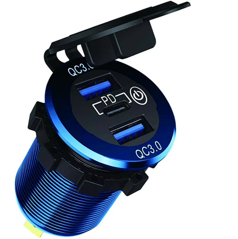 Boat / Caravan / 4WD Dual USB Socket 12-24V LED Panel