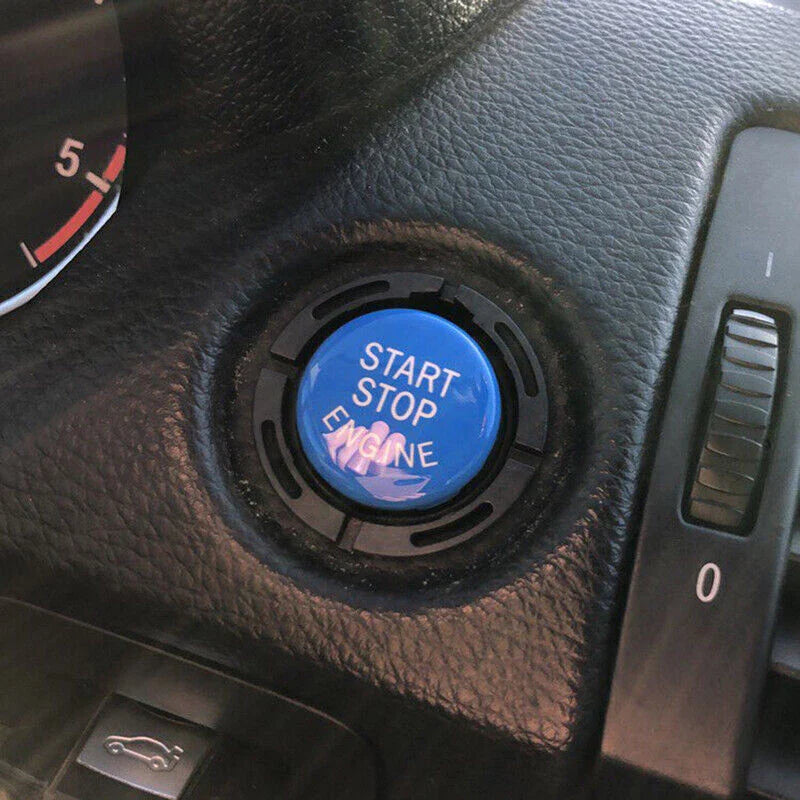 BMW X5 E90 E92 E60 Blue Engine Start Stop Push Button Cover Trim (2007-2013)