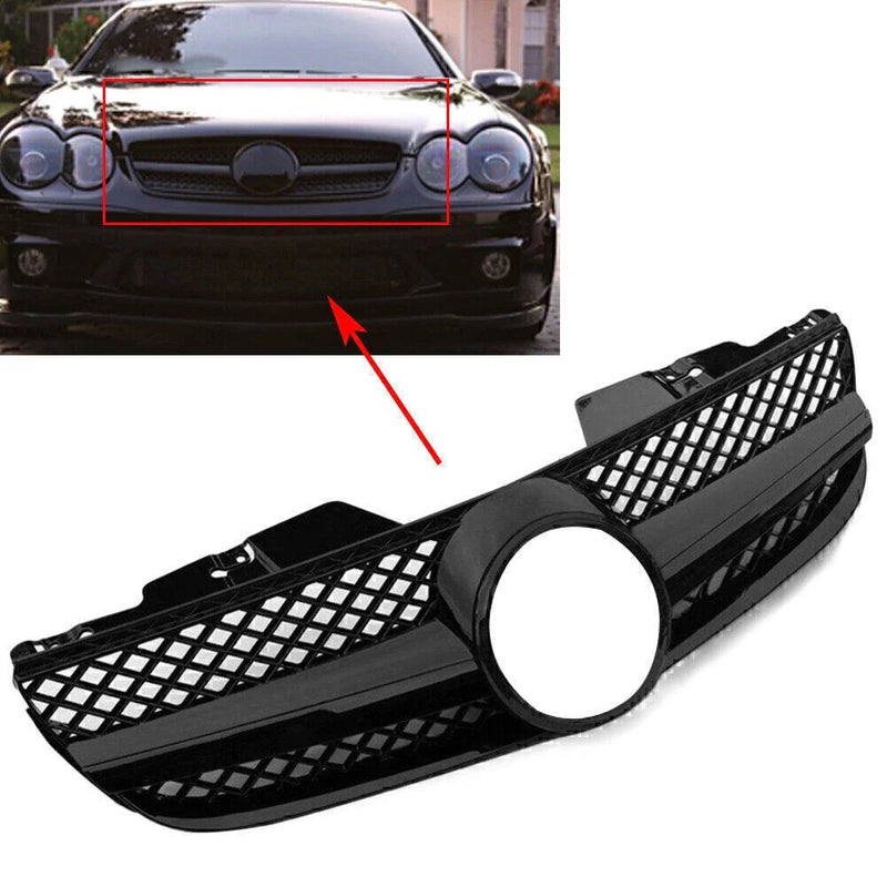 Mercedes Benz R230 SL500 SL600 (2007-2009) Black Upper Bumper Mesh Grille