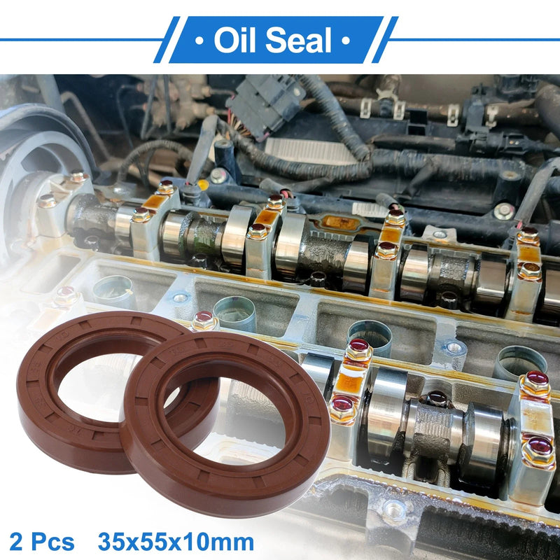 Vehicle Oil Seal 35x55x10mm FKM Rubber Brown 2 x