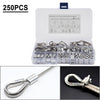 Wire Rope Cable 250Pcs Thimble & 6 Size Crimping Loop Sleeves
