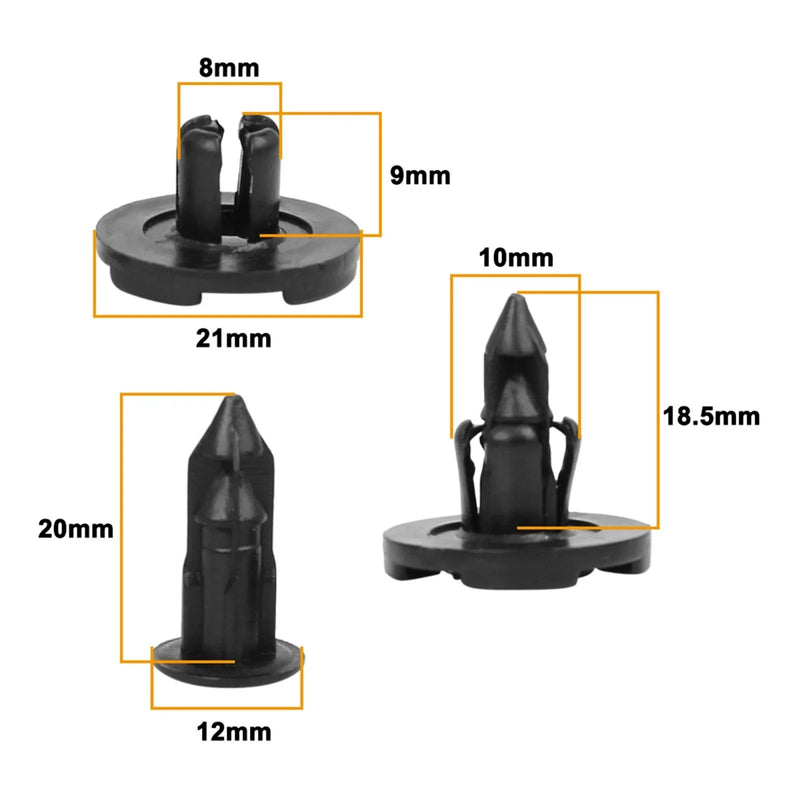 Nissan 30 Pcs 8mm Black Plastic Rivet Fasteners