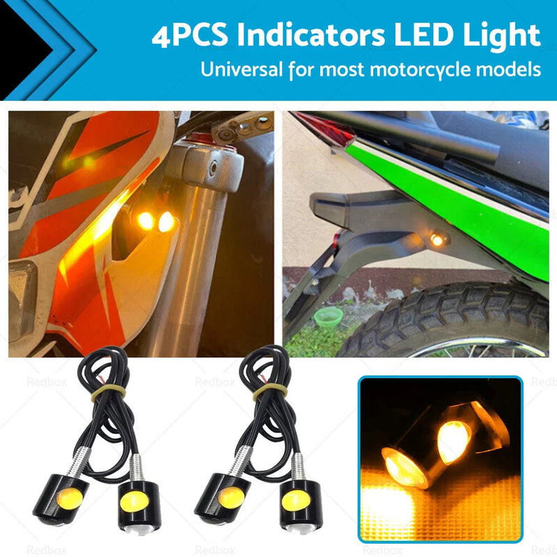 Motorcycle 4PCS 12V Mini Amber LED Turn Signal Lights