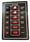 Marine Applications 12V Alloy Illuminating 6 Gang Switch Panel with Fuses