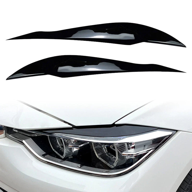 BMW 3 Series F30 F31 Gloss Black Headlight Eyebrow Eyelid Covers (2012-2019)