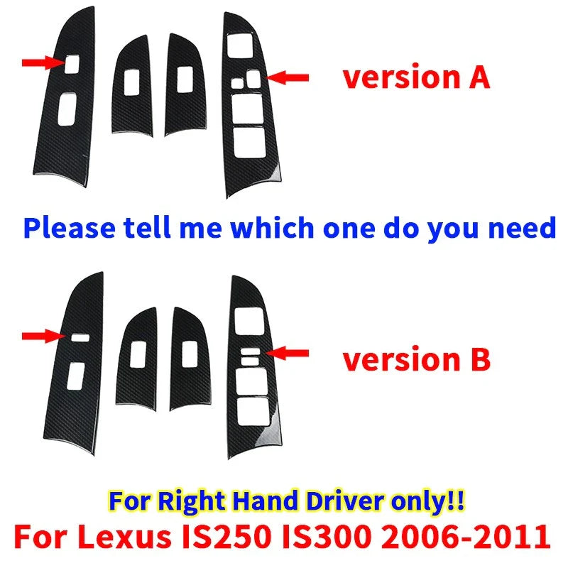 Lexus IS250 IS300 RHD Carbon Fiber Window Switch Panel Cover (2006–2011)