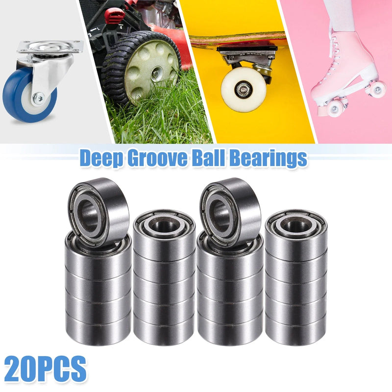20pcs Double Metal Shield Single Row Deep Groove Ball Bearings
