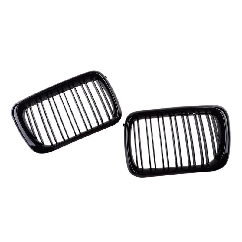 BMW E36 M3 Gloss Black Double Line Front Kidney Grills (1996-1999)