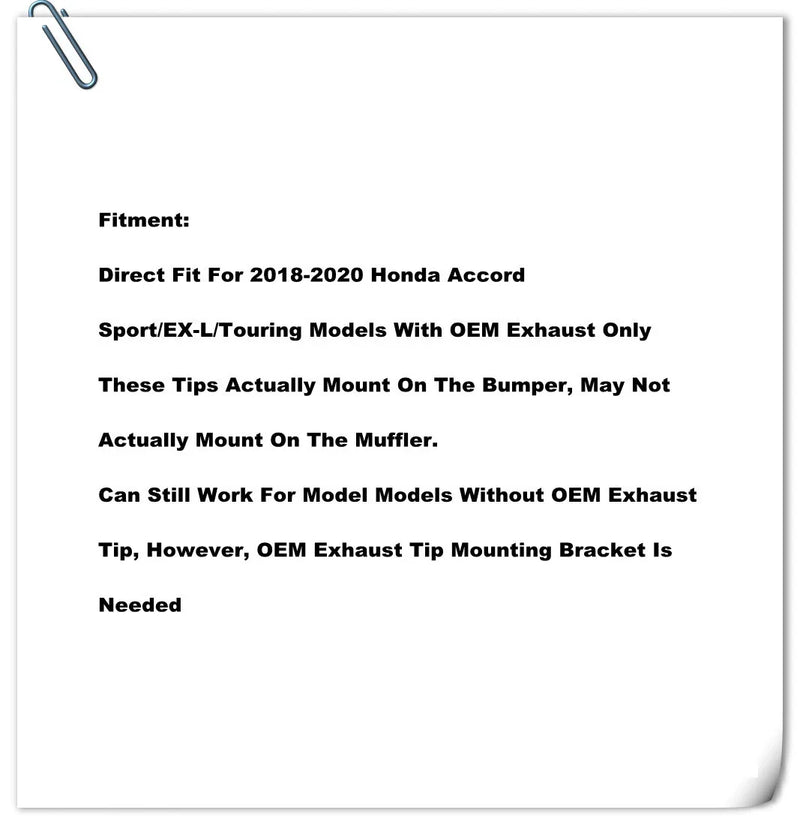 Honda Accord Sport Touring Quad Tip Muffler Exhaust Finisher (2018–2022)