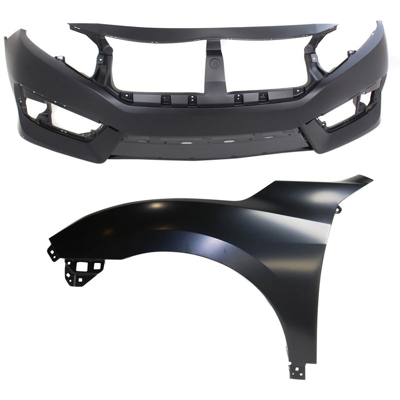 Bumper Cover Kit For 2016-2018 Honda Civic Si Model Front